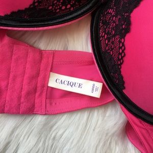 Cacique Intimates & Sleepwear - Cacique 42DDD Lace Black Pink Push Up Bra Bralette Cacique Intimates & Sleepwear - Cacique 42DDD Lace Black Pink Push Up Bra Bralette